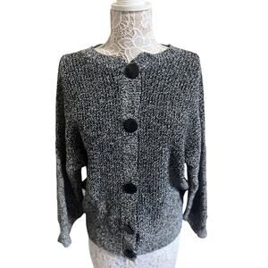 It’s Gold Black Button-Up Cardigan Sweater,Women’s Size L – Made in USA, Vintage